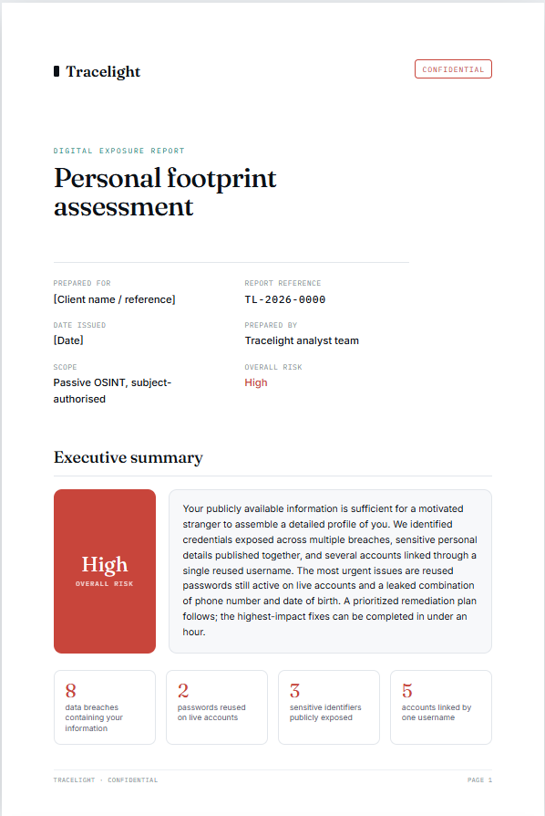 Sample InfoTrace audit report overview